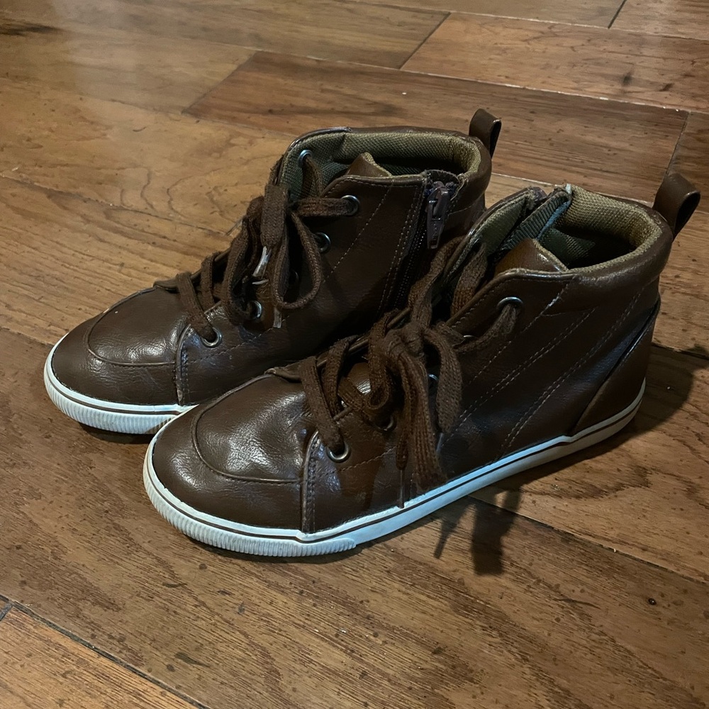 Cat & Jack Brown High-Top Zip-up Sneakers, Size 3